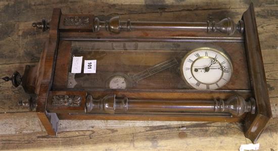 Victorian eight day walnut wall clock(-)